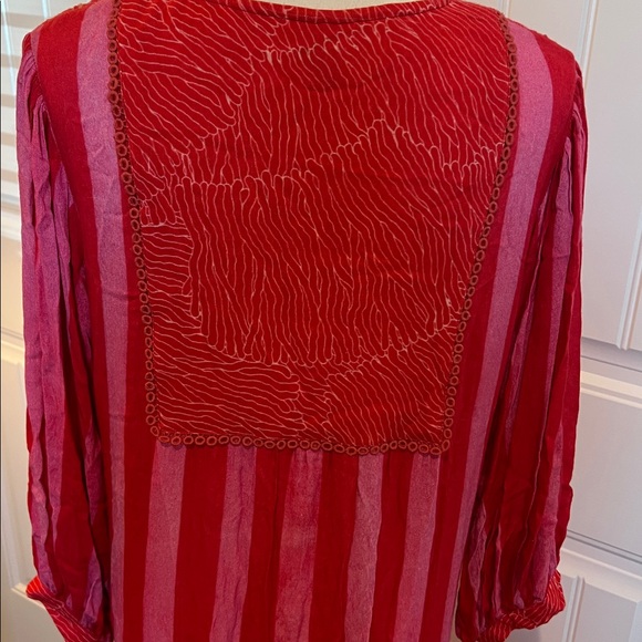 Anthropologie Blank London Lyndsey Tiered Tunic Dress Large L Pink Combo Boho - Picture 6 of 16